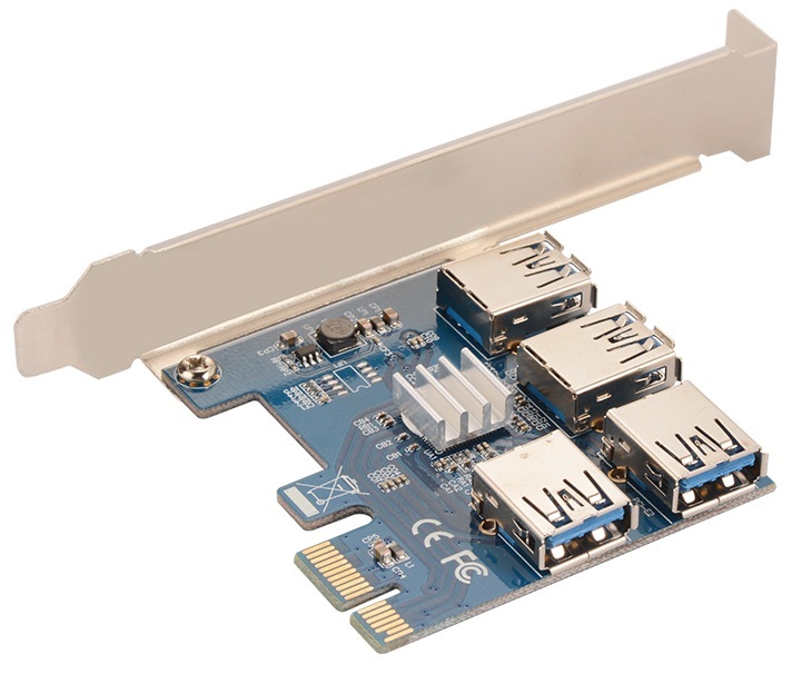 رایزر گرافیک یا همان تبدیل ۱ پورت PCI-E 1X به ۴ پورت PCI-E 16X برای اتصال ۴ کارت گرافیک بر روی یک مادربورد استفاده میگردد. رایزر گرافیک توسط پورت PCI-E بر روی اسلت ۱X مادربورد قرار گرفته و ۴ خروجی اسلت PCI-E ۱۶X را میدهد.منبع تغذیه تبدیل ۱به۴ رایزر گرافیک کابل USB 3.0 میباشد. هدف از استفاده از رایزر گرافیک کاهش دمای کارت گرافیک میباشد که بوسیله تبدیل ۱ پورت PCI-E 1X به ۴ پورت PCI-E 16X میتوان ۴ گرافیک ۱۶X را متصل نمود. رایزر گرافیک یا همان تبدیل ۱ پورت PCI-E 1X به ۴ پورت PCI-E 16X برای اتصال ۴ کارت گرافیک بر روی یک مادربورد استفاده میگردد. رایزر گرافیک توسط پورت PCI-E بر روی اسلت ۱X مادربورد قرار گرفته و ۴ خروجی اسلت PCI-E ۱۶X را میدهد.منبع تغذیه تبدیل ۱به۴ رایزر گرافیک کابل USB 3.0 میباشد. هدف از استفاده از رایزر گرافیک کاهش دمای کارت گرافیک میباشد که بوسیله تبدیل ۱ پورت PCI-E 1X به ۴ پورت PCI-E 16X میتوان ۴ گرافیک ۱۶X را متصل نمود.