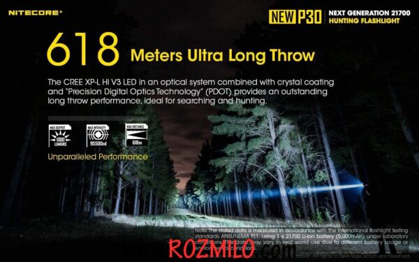 چراغ قوه شکاری مدل Nitecore P30 1000Lm