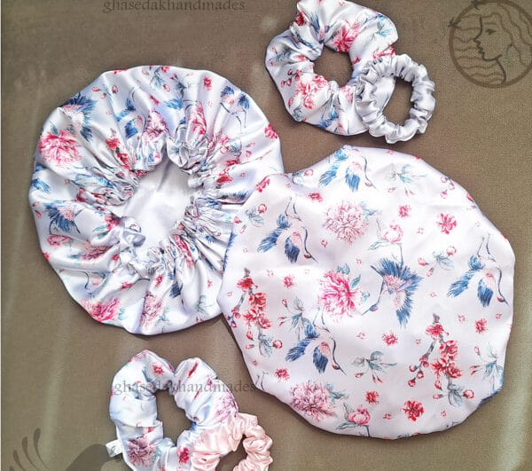 کلاه خواب ساتن ابریشم دو رو پرنده خوشبختی