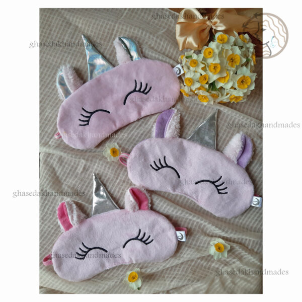 چشم بند فانتزی خواب طرح تکشاخ آبرنگی مخمل