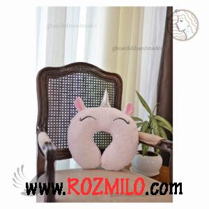 بالشت دور گردنی فانتزی طرح تکشاخ صورتی