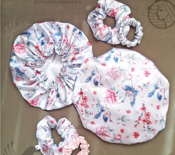 کلاه خواب ساتن ابریشم دو رو پرنده خوشبختی