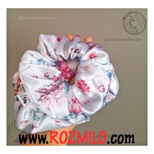 کش اسکرانچی ساتن ابریشم طرح پرنده خوشبختی