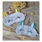 چشم بند فانتزی خواب طرح تکشاخ آبرنگی مخمل