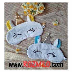 چشم بند فانتزی خواب طرح تکشاخ آبرنگی مخمل