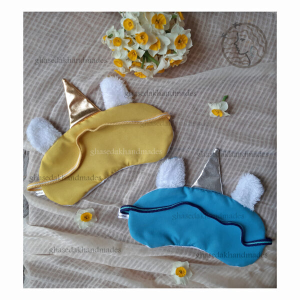 چشم بند فانتزی خواب طرح تکشاخ آبرنگی مخمل